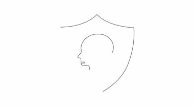 Zihinsel sağlık korumasını simgeleyen kavramsal animasyon. Bir kalkan, bilgiyi ve anlayışı temsil eden bir anahtar içeren bir zihni korur..