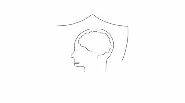 Kavramsal animasyon, içinde yapboz parçaları olan bir kafayı koruyan, zihinsel sağlık ve bilişsel fonksiyon korumasını sembolize eden bir kalkan gösteriyor..