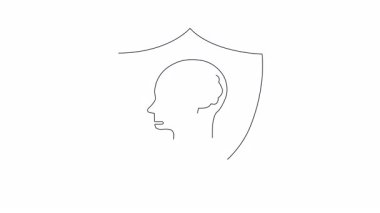 Zihni ve refahını koruyan bir kalkan tarafından sembolize edilen, zihinsel sağlık korumasını temsil eden kavramsal bir çizim..