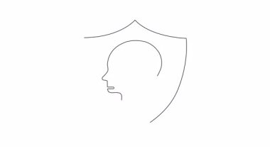 Zihinsel sağlık korumasının sembolik bir temsili, içinde beyin ve sağlık haçı olan bir kalkan var. Zihinsel refahın ve bakımın önemini vurgular.