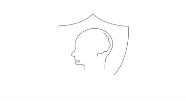 Zihinsel sağlık korumasının görsel bir temsili, bir kalkan ikonu ile zihninizi ve duygusal refahınızı korumanın önemini sembolize ediyor..