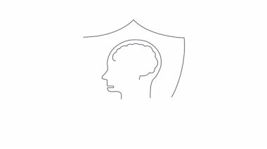 Zihinsel düşünceleri koruyan, zihinsel sağlığı ve bilişsel savunmayı temsil eden zihinsel bir kalkanın kavramsal çizimi. Berraklık ve etki için minimalist tasarım.