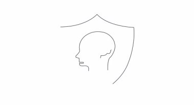 Zihinsel sağlık ve zaman yönetimini temsil eden, içinde saat olan bir kafayı koruyan bir kalkanın kavramsal çizimi.