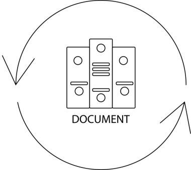 Düzenli bir düzenleme ve gözden geçirme sürecini sembolize eden, bir daire içinde sıralanmış dosya yönetimini gösteren basit bir satır çizimi.
