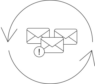 İletilerle ve sürekli güncellemelerle güncel kalmanın önemini vurgulayan bir döngüdeki e- posta bildirimlerinin gösterimi.