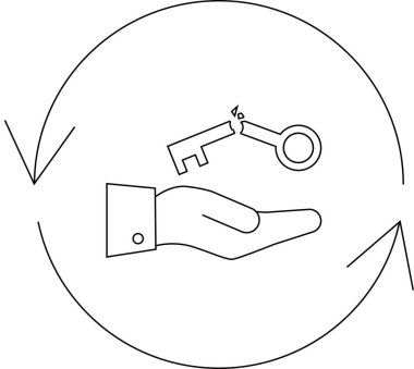 Bir eldeki kırık anahtarın sembolik bir çizimi, kayıp, güvenlik kaygıları ve çözüm ya da yedek anahtarlara duyulan ihtiyacı temsil ediyor..