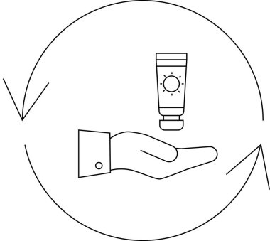 Güneş kremini dairesel bir hareketle sürerken, güneş koruması için düzenli uygulamanın önemini vurgulayan bir el resmi.