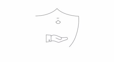 Animasyon kıyafet koruma kalkanı ikonu. Kıyafet bakımını, güvenliği ve kalite güvencesini sembolize eder. Moda, perakende ve tekstil endüstrisi için ideal..