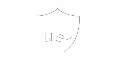 Animasyon siber güvenlik kalkanı simgesi dijital cihazların korunmasını temsil ediyor. Veri güvenliği, çevrimiçi güvenlik ve teknoloji savunma kavramlarını göstermek için mükemmel..