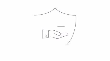 Dijital aygıtları koruyan, veri korumasını sembolize eden ve dijital varlıkları güvence altına almak için siber güvenlik önlemlerini sembolize eden bir kalkanın resimli canlandırması.