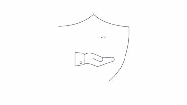 Animasyon veri koruma kalkanı, güvenlik ve mahremiyeti sembolize ediyor. Teknoloji, iş ve siber güvenlik için ideal.