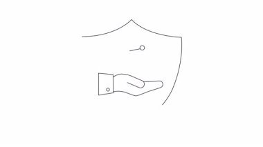 Adaletin ve hukuki korumanın sembolik bir temsili. Adalet terazisini kalkan içinde tutan bir el..