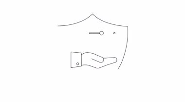 Hukuki koruma, hukuk ve güvenliği simgeleyen, bir kalkan içinde adaletin terazisini tutan bir elin canlandırılmış simgesi..