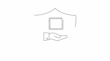 Kalkanın altındaki kasayı tutan bir elin canlandırılmış simgesi. Güvenli tasarruf ve finansal korumayı simgeliyor. Finans ve güvenlik için mükemmel.