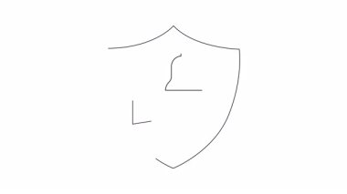 Koruma ve tebligatı temsil eden bir kalkan, el ve çan içeren bir güvenlik ikonu. Güvenlik ve güvenlikle ilgili görseller için ideal.