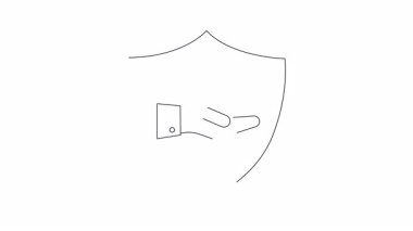 Anahtar ve elle canlandırılmış güvenlik kalkanı simgesi. Korunmayı, erişimi ve kontrolü sembolize eder. Güvenlik, teknoloji ve iş temalarına uygundur.