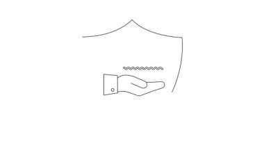 Animasyon gemi sigorta ikonu. Gemiler için deniz güvenliğini, korumayı ve mali güvenliği simgeler. Sigorta, denizcilik ve finans içeriği için ideal.