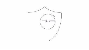 Bir kalkan ve büyüteç içeren animasyon siber güvenlik simgesi, teknoloji ve güvenlikle ilgili içerik için mükemmel.