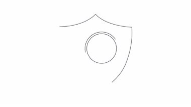 Büyüteçle siber güvenlik tehdidi analizini sembolize eden, eğimli grafiği inceleyen bir kalkanın canlandırılmış simgesi.