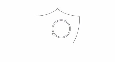 Giysilerinin üzerinde büyüteç olan bir kalkan simgesi, güvenli çevrimiçi alışverişi ve işlem sırasında kişisel verilerin korunmasını sembolize ediyor.