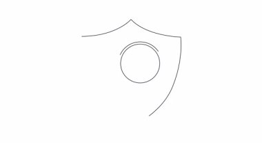 Bir kalkan ve büyüteç içeren animasyon güvenlik denetim simgesi. Siber güvenlik, veri koruması ve sistem analiz videoları için mükemmel..