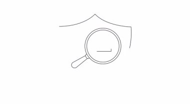 Mezar taşı ve büyüteç ikon animasyonlu kalkan. Sunumlar, web siteleri ve sosyal medya için mükemmel.