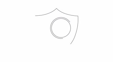 Bir kalkan, büyüteç ve uçak içeren animasyon seyahat güvenlik ikonu. Seyahat, güvenlik ve güvenlik için mükemmel.