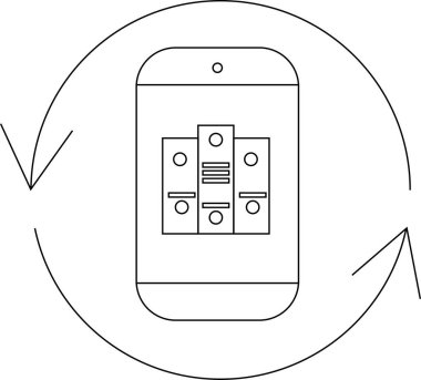 Web tasarımı için cep telefonu veri eşzamanlama simgesi ana hat biçiminde