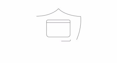 Ekranda yemek pişirme sahnesini koruyan bir kalkan simgesi, çevrimiçi yemek pişirme güvenliğini ve güvenli mutfak öğrenmesini simgeliyor.