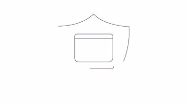 Kalkan içindeki bir bilgisayar ekranından fırlatılan roket, güvenli girişimi ve teknoloji korumasını simgeliyor.