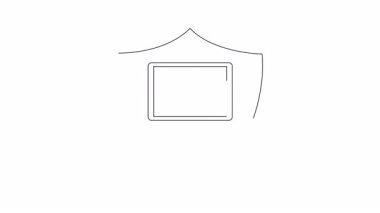 Animasyon bilgisayar güvenlik kalkanı simgesi döngüsü. Siber güvenlik, veri koruması ve teknolojiyle ilgili projeler için mükemmel. Devamlı çalma için kusursuz döngü.