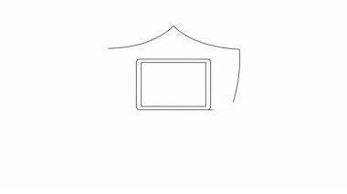 Siber güvenlik kalkanı dizüstü bilgisayar koruması teknoloji ve güvenlik temaları için ikon animasyon kavramını özetliyor.