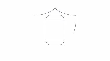 Kalkanın içinde tıbbi haç bulunan bir cep telefonunun dijital sağlık güvenliği ve veri korumasını sembolize eden minimalist çizgisi..