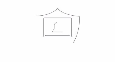 Bir kalkan simgesinin içinde bir dizüstü bilgisayar, bir uyarı zili ile, cihazınızın güvenlik uyarılarını ve korunmasını temsil ediyor..