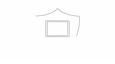 Ekranda güvenlik kamerası olan ve dijital mahremiyet için korunan bir dizüstü bilgisayarın canlandırılmış simgesi. Siber güvenlik, veri koruması ve çevrimiçi güvenlik içeriği için ideal.