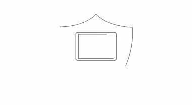 Veri koruması için animasyon dizüstü bilgisayar güvenlik kalkanı simgesi. Modern bir tasarım ile güvenli bilgisayar ve bilgi güvenliği kavramı.