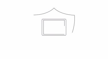 Animasyon dizüstü bilgisayar güvenlik kalkanı simgesi. Video ve sunumlarda dijital koruma, siber güvenlik ve veri gizlilik kavramlarını göstermek için mükemmel.