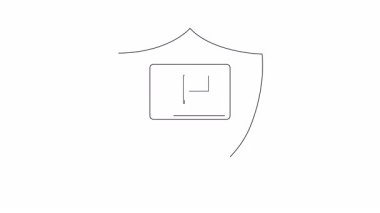 Kalkanın içindeki dizüstü bilgisayar dijital güvenliği ve siber tehditlere karşı korumayı simgeler. Dijital çağda verilerinizi ve mahremiyetinizi korumak.