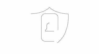 Bildirim zili olan ve kalkan tarafından korunan, mobil güvenlik uyarılarını ve korunmayı sembolize eden bir akıllı telefonun minimalist çizgisi..