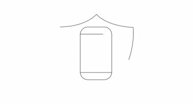 Kalkanla korunan, mobil güvenlik ve zaman yönetimini sembolize eden bir cep telefonu çizgisi çizimi..