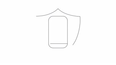 Bu video, kalkanın içinde bir testere ikonu olan bir telefon güvenliği konsepti sunuyor. Dijital güvenliğin bir göstergesi..