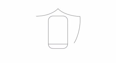 Kalkanın içindeki bir telefonun basit bir çizgisi. Dijital tehditlere ve kırılganlıklara karşı güvenlik ve korumayı simgeliyor..