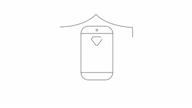 Bir yüzük ikonunun yer aldığı akıllı telefonun kalkan tarafından korunan animasyon çizimi. Güvenlik, teknoloji ve dijital koruma temaları için ideal.