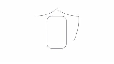 Mobil cihazlardaki güvenli mobil paylaşım ve veri korumasını sembolize eden, bir kalkan içindeki akıllı telefonun canlandırması.