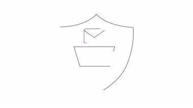 E-ticaret güvenliğini temsil eden animasyon kalkan simgesi, güvenli işlemler ve müşteri güvencesi için güvenli çevrimiçi alışveriş ve veri korumasını sembolize ediyor.