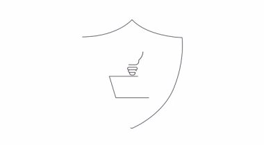 Elektronik ticarette yenilikçi fikirleri koruyucu bir kalkan içinde bir alışveriş arabası ve ampulle koruma kavramını keşfetmek, güvenliği ve fikri mülkiyeti sembolize etmek.