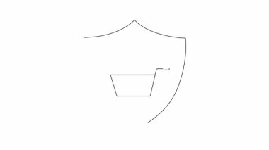 Alışveriş arabasının üzerinde hilal şeklinde bir ay bulunan bir kalkan ikonu, güvenli gece alışverişini simgeliyor..