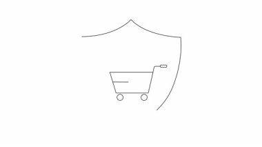 Animasyon güvenli alışveriş arabası ikonu. E-ticaret güvenlik promosyonları, çevrimiçi alışveriş güvenlik rehberleri ve güvenli çıkış süreci açıklamaları için mükemmel..