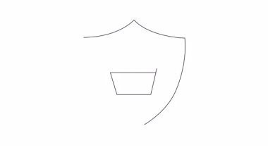 Kalkanın içinde ok olan bir alışveriş arabasının canlandırılmış simgesi, güvenli online alışveriş ve e-ticaret güvenini simgeliyor..