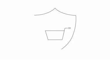 Kalkanla korunan bir alışveriş arabasının canlandırılmış simgesi güvenli online alışveriş ve güvenli işlemleri sembolize ediyor. E-ticaret, güvenlik ve güvenle ilgili içerik için mükemmel.